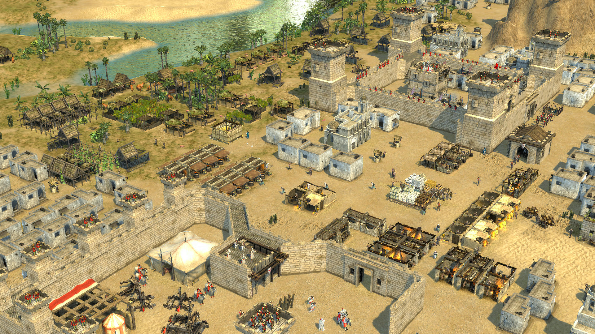 Hình ảnh một thành phố trong game Stronghold Crusader 2