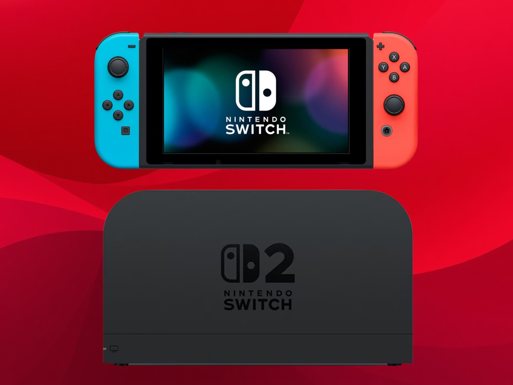 Máy Nintendo Switch đặt phía trên dock sạc thế hệ mới