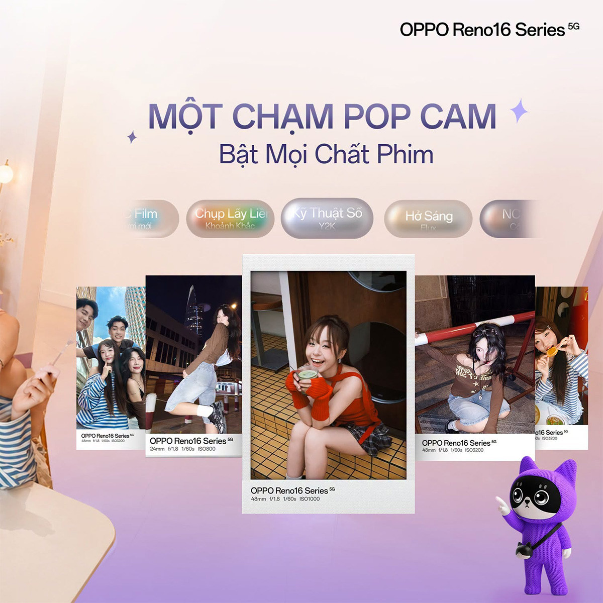 Tính năng một chạm POP Cam Tính năng một chạm POP Cam của Reno16 Series