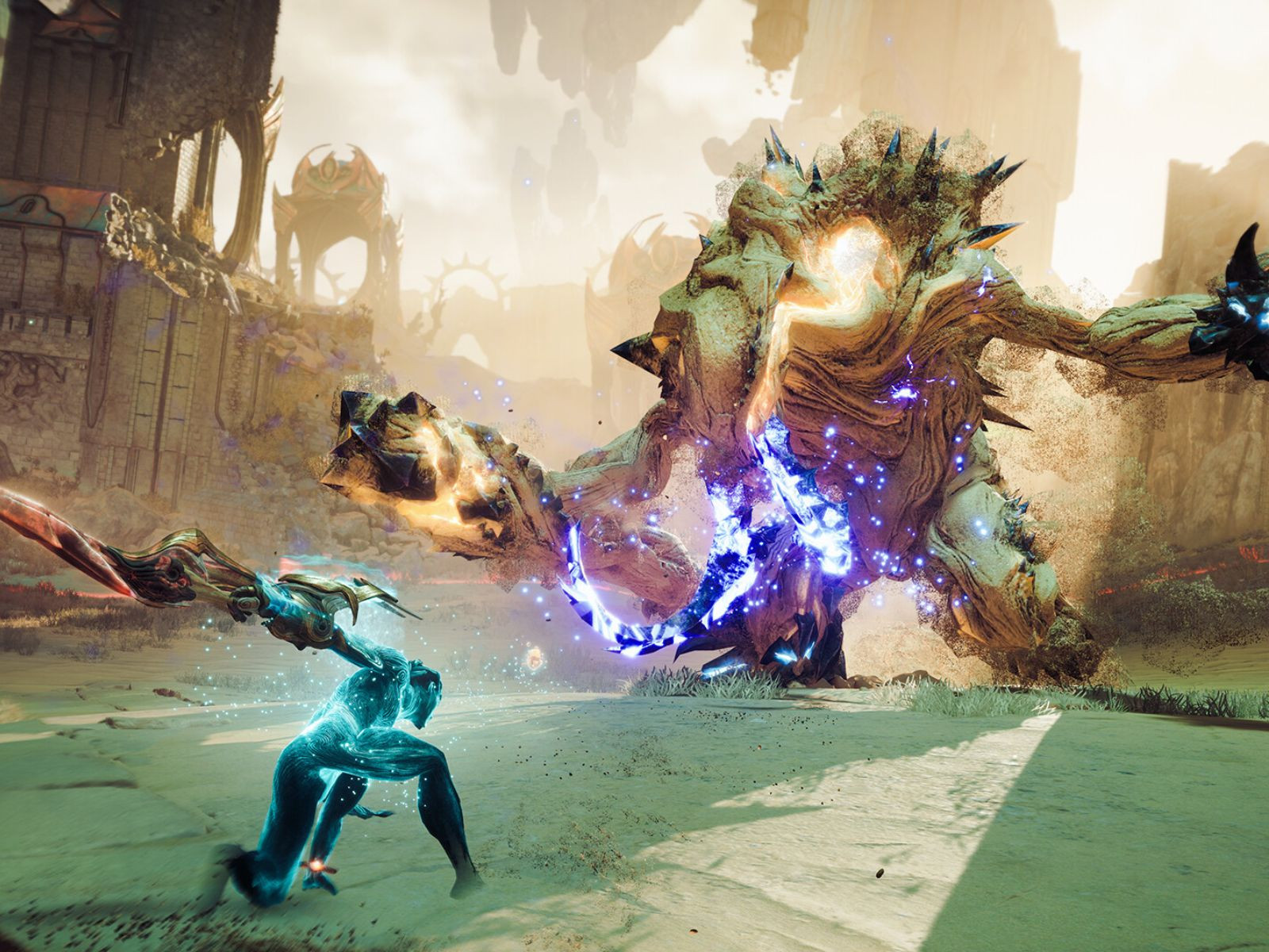 Trận chiến trong Atlas Fallen: Reign of Sand với các kỹ năng điều khiển cát.