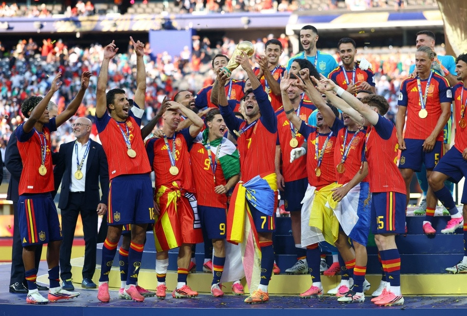 Đội tuyển Tây Ban Nha ăn mừng chức vô địch World Cup 2026