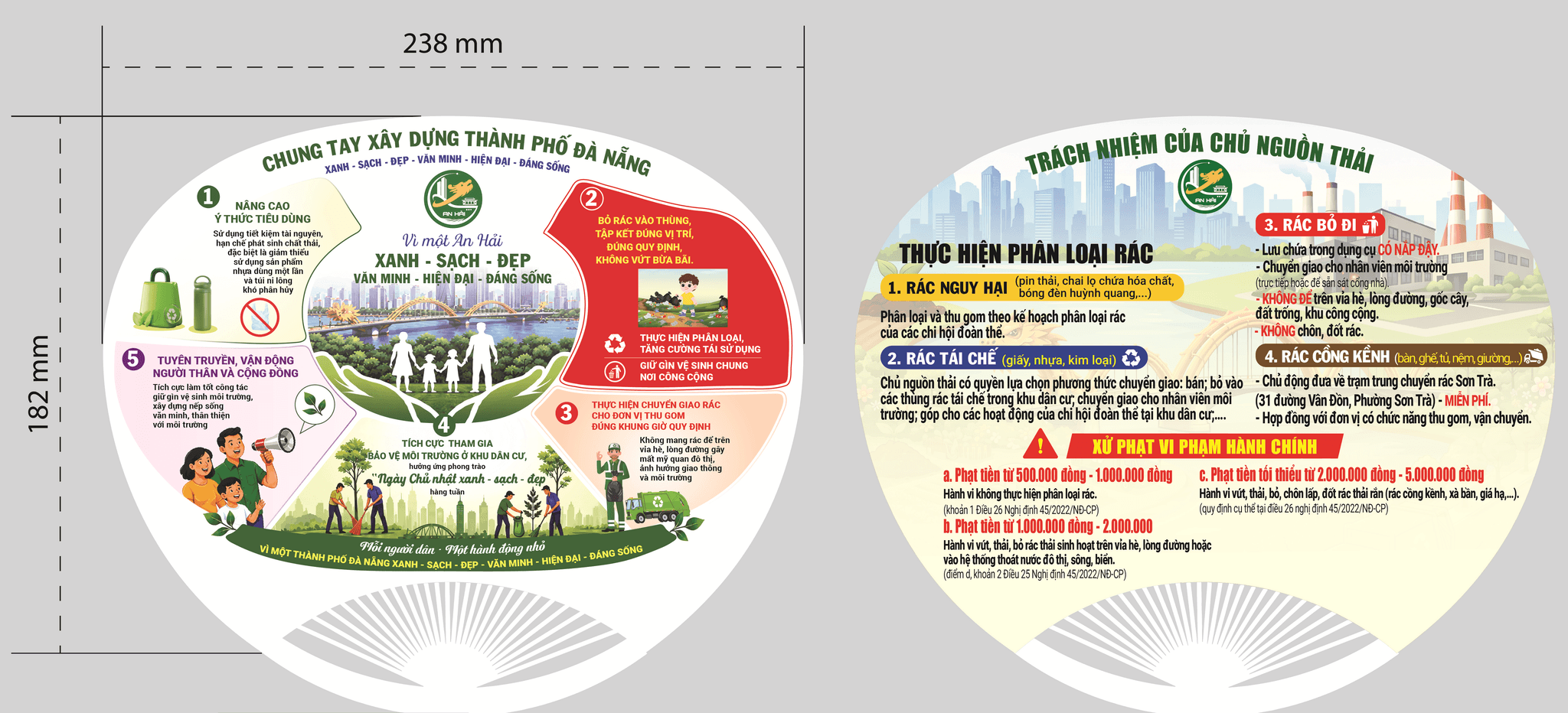 Mẫu thiết kế được in ấn trên 1.000 chiếc quạt cầm tay. Nguồn: UBND phường An Hải.