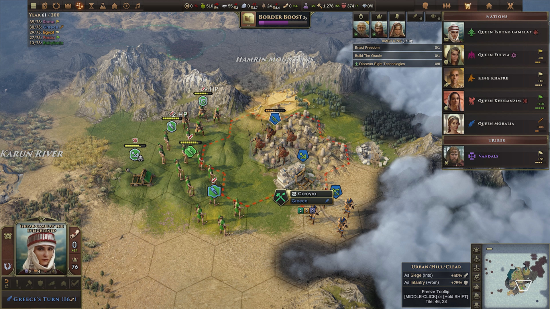 Hai đội quân đang dàn trận đối đầu nhau trong game Old World.