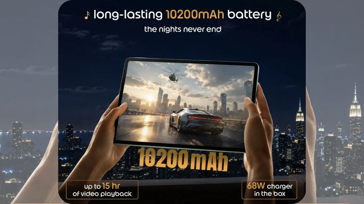 Máy có viên pin khủng 10,200mAh, đủ sức đáp ứng nhu cầu xem video liên tục lên đến 15 giờ