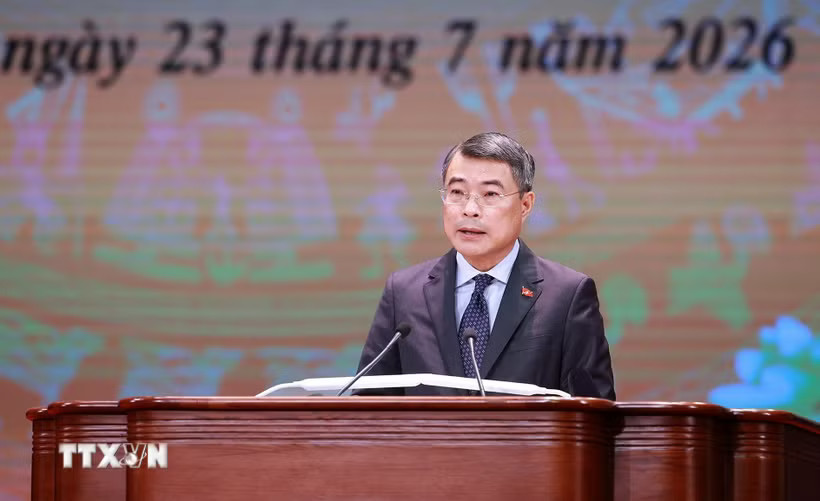 Thủ tướng Lê Minh Hưng phát biểu tri ân người có công với cách mạng toàn quốc năm 2026 và phát động phong trào đẩy mạnh chăm lo người có công với cách mạng hướng tới Kỷ niệm 80 năm Ngày Thương binh-Liệt sỹ. (Ảnh: Dương Giang/TTXVN)