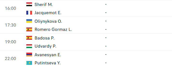 Lịch thi đấu WTA Hamburg vòng 1/8 ngày 23/7