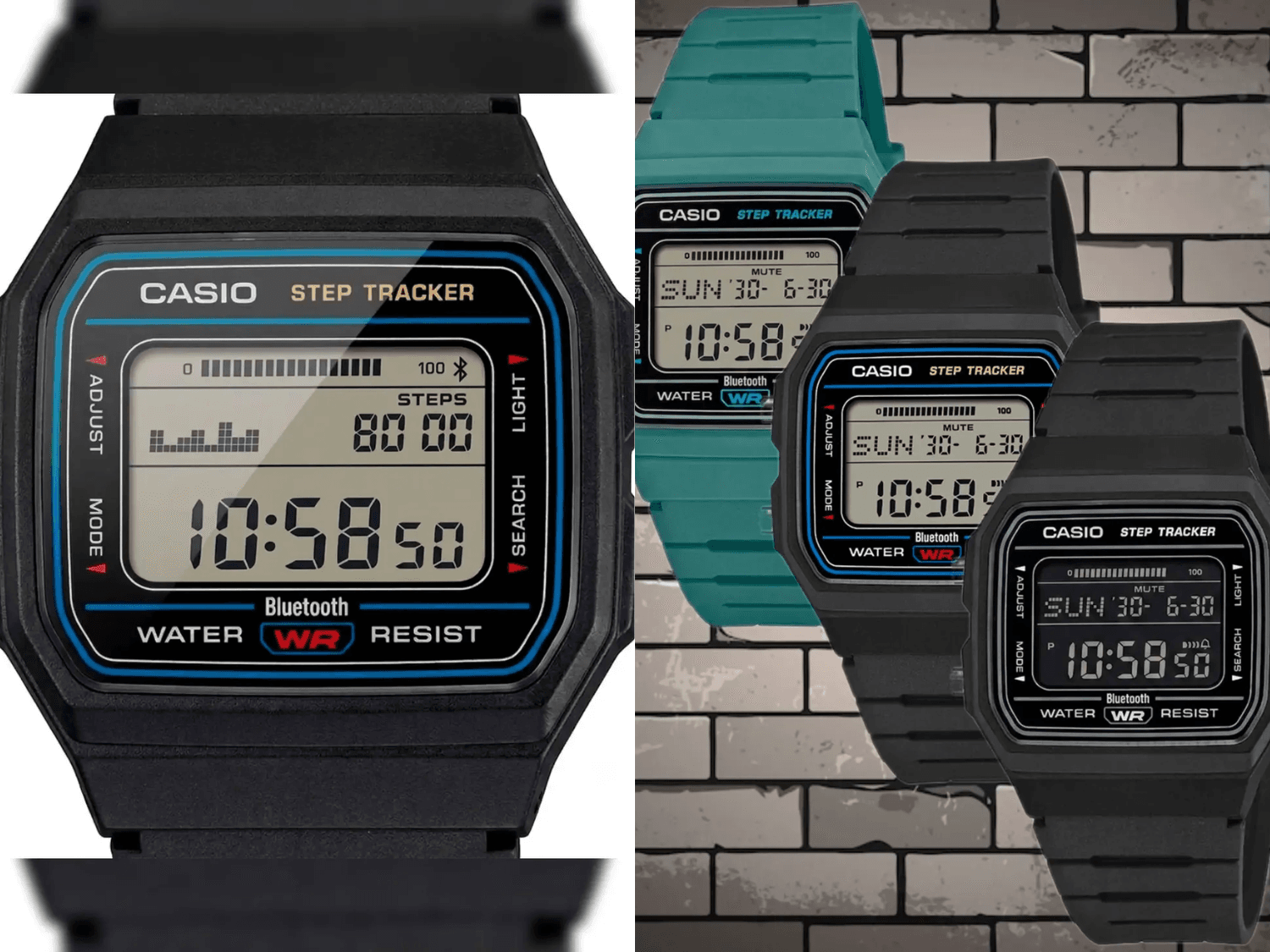 Ba phiên bản đồng hồ Casio F-B100W-1A, F-B100W-3A và F-B100WB-1A
