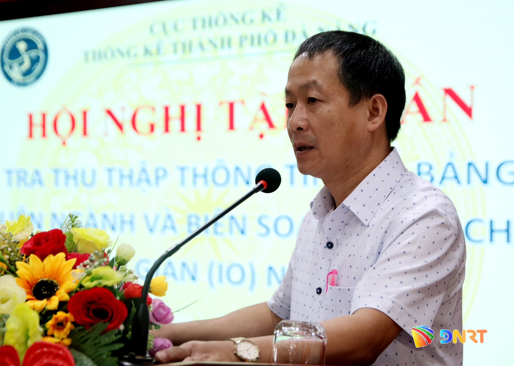 Trưởng Thống kê Đà Nẵng Trần Văn Vũ phát biểu khai mạc lớp tập huấn. Ảnh: TRỌNG HUY
