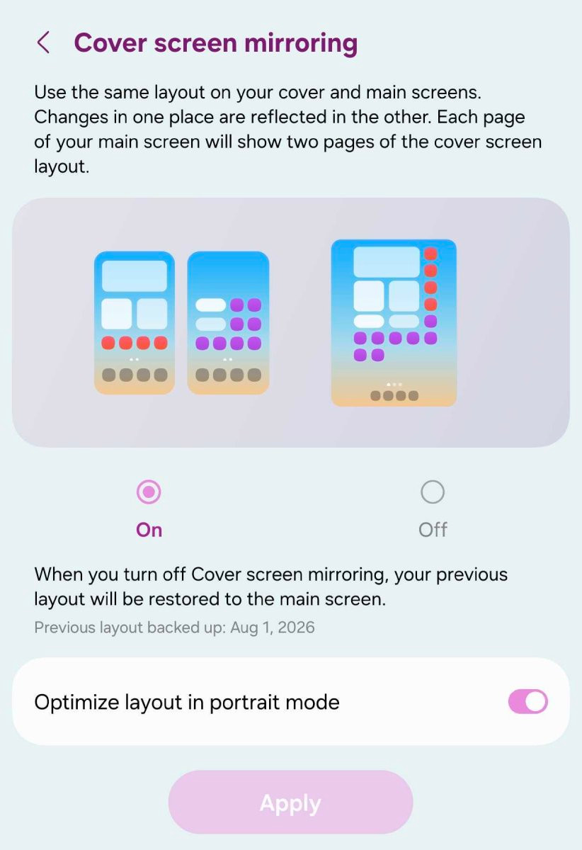 Tùy chỉnh giao diện màn hình gập Galaxy Z Fold8