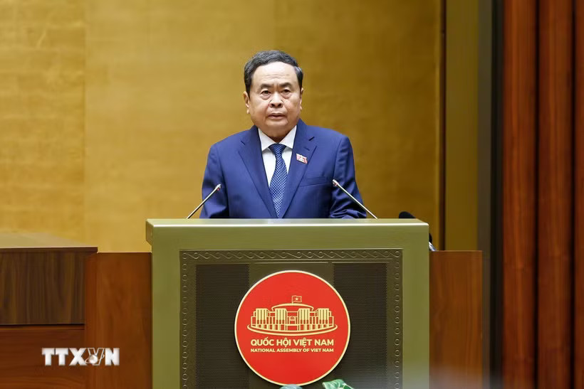 Chủ tịch Quốc hội Trần Thanh Mẫn phát biểu khai mạc Kỳ họp không thường lệ thứ nhất, Quốc hội khoá XVI. (Ảnh: Doãn Tấn/TTXVN)