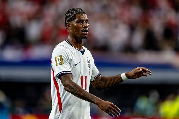 Marcus Rashford thi đấu tại FIFA World Cup 2026 trong màu áo tuyển Anh.