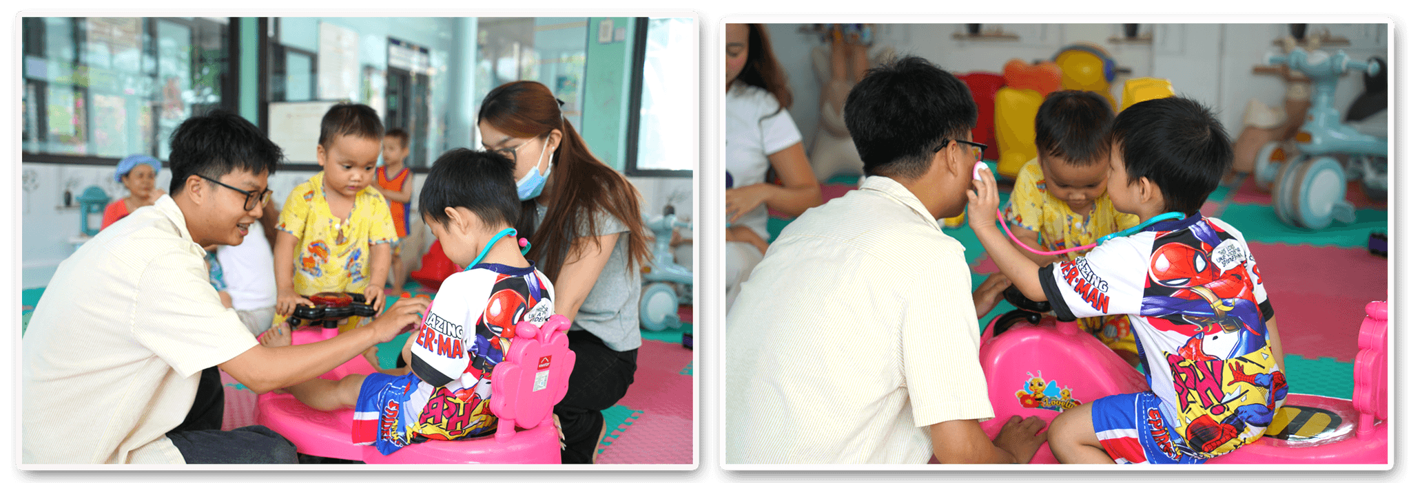 Những giờ vui chơi cùng tình nguyện viên góp thêm hơi ấm cho tuổi thơ của các em. Ảnh: TRÂM ANH