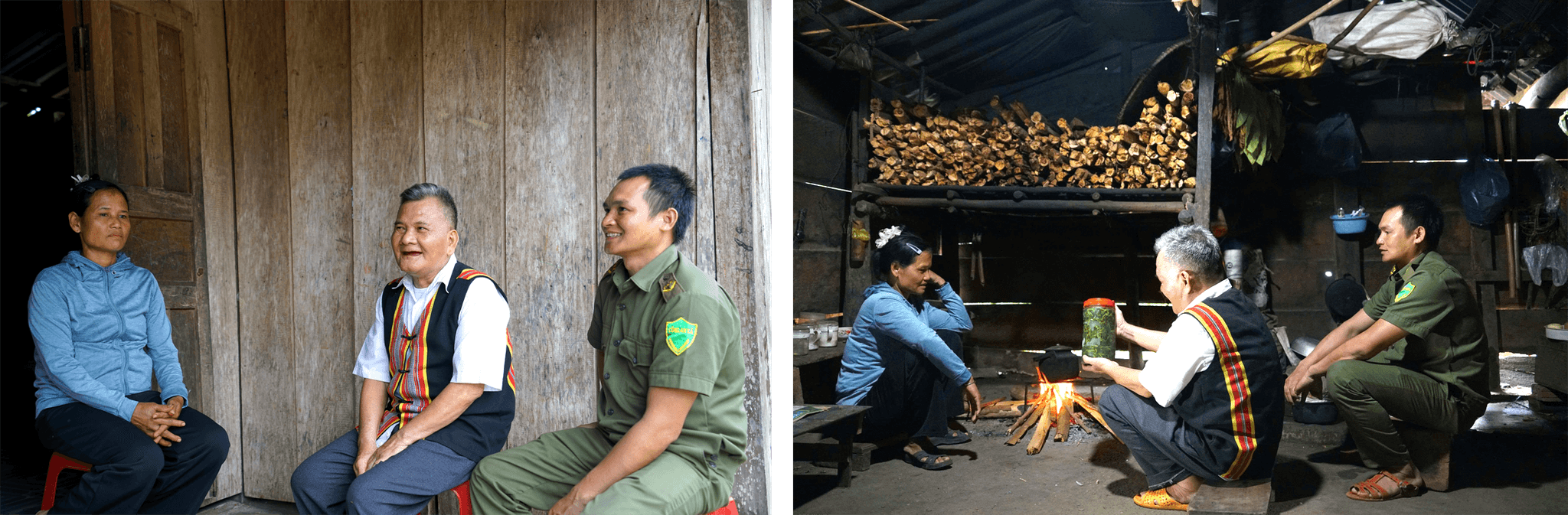 Với già làng Hồ Văn Ly, việc vận động bà con bắt đầu từ những câu chuyện gần gũi trong đời sống hằng ngày. Ảnh: TRÂM ANH