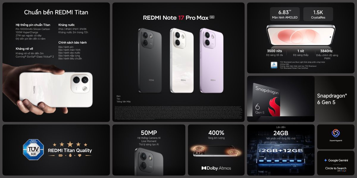 Viên pin Silicon-Carbon dung lượng lớn trên REDMI Note 17 Series