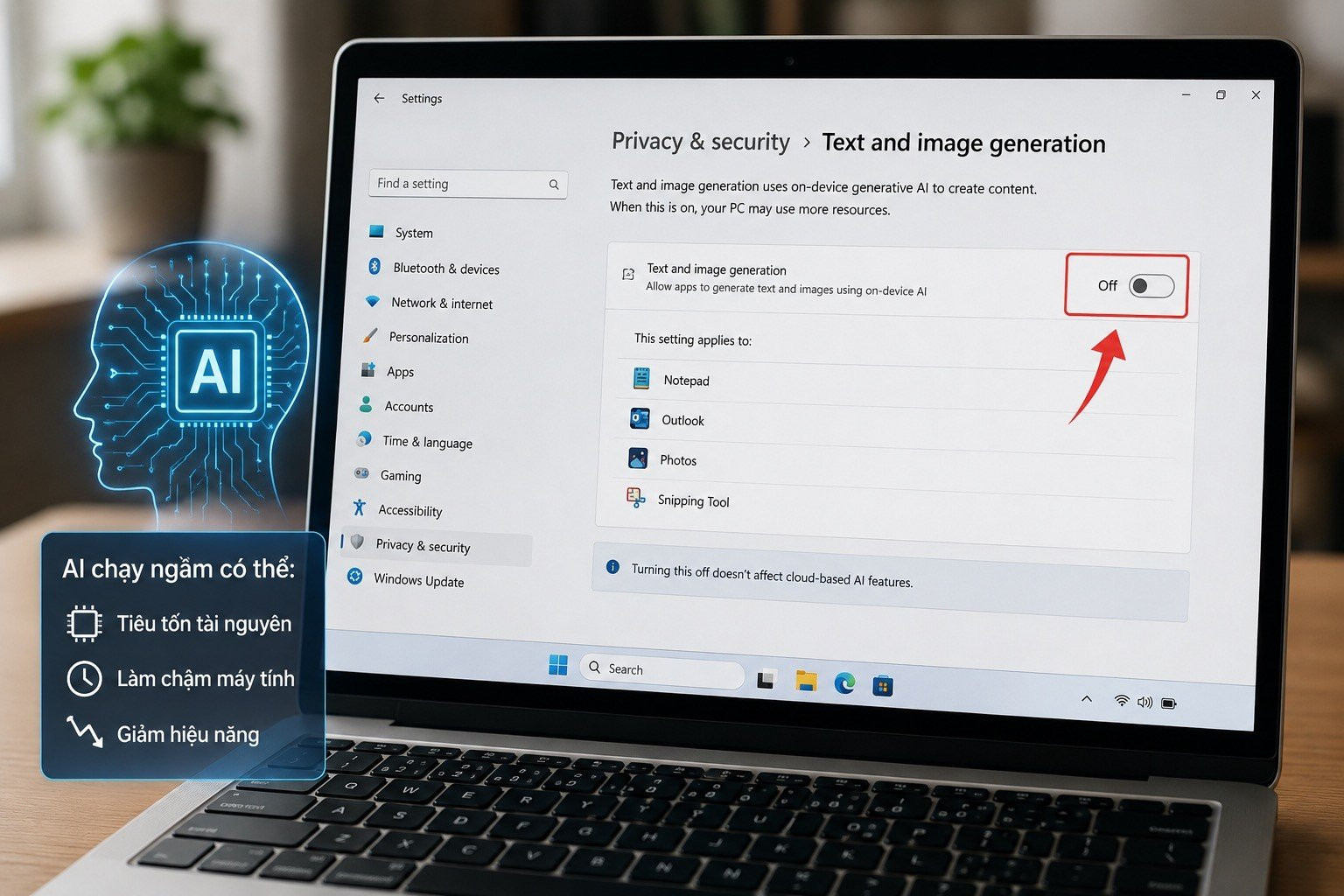 Tính năng AI chạy ngầm trên Windows 11