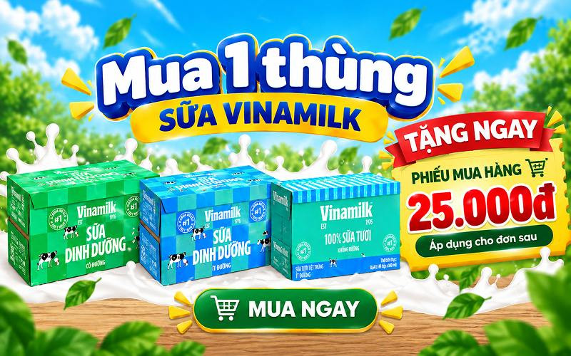 Chương trình tặng phiếu mua hàng khi mua sữa thùng Vinamilk