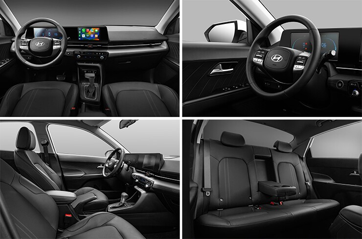 Khoang cabin hiện đại của Hyundai Accent với bảng điều khiển hướng về người lái