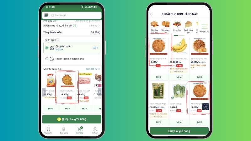 Hướng dẫn 3 bước thao tác mua bánh Trung thu 19K trên web và app Bách hóa XANH