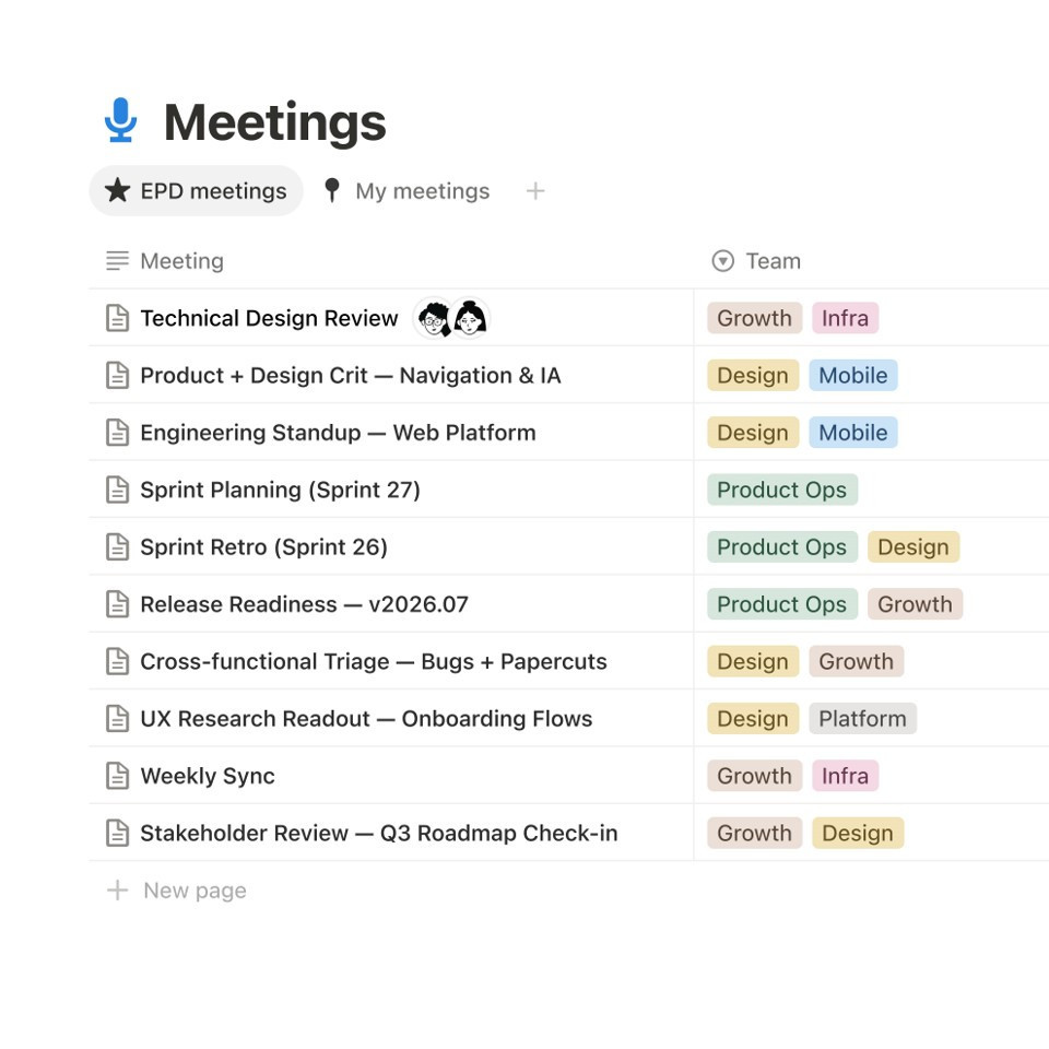 Giao diện Notion trên trang sản phẩm chính thức, thể hiện project board, teamspace và các nhóm tác vụ. Nguồn: Notion.