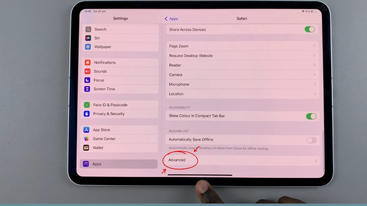 Cách tắt JavaScript trên iPad bước 3