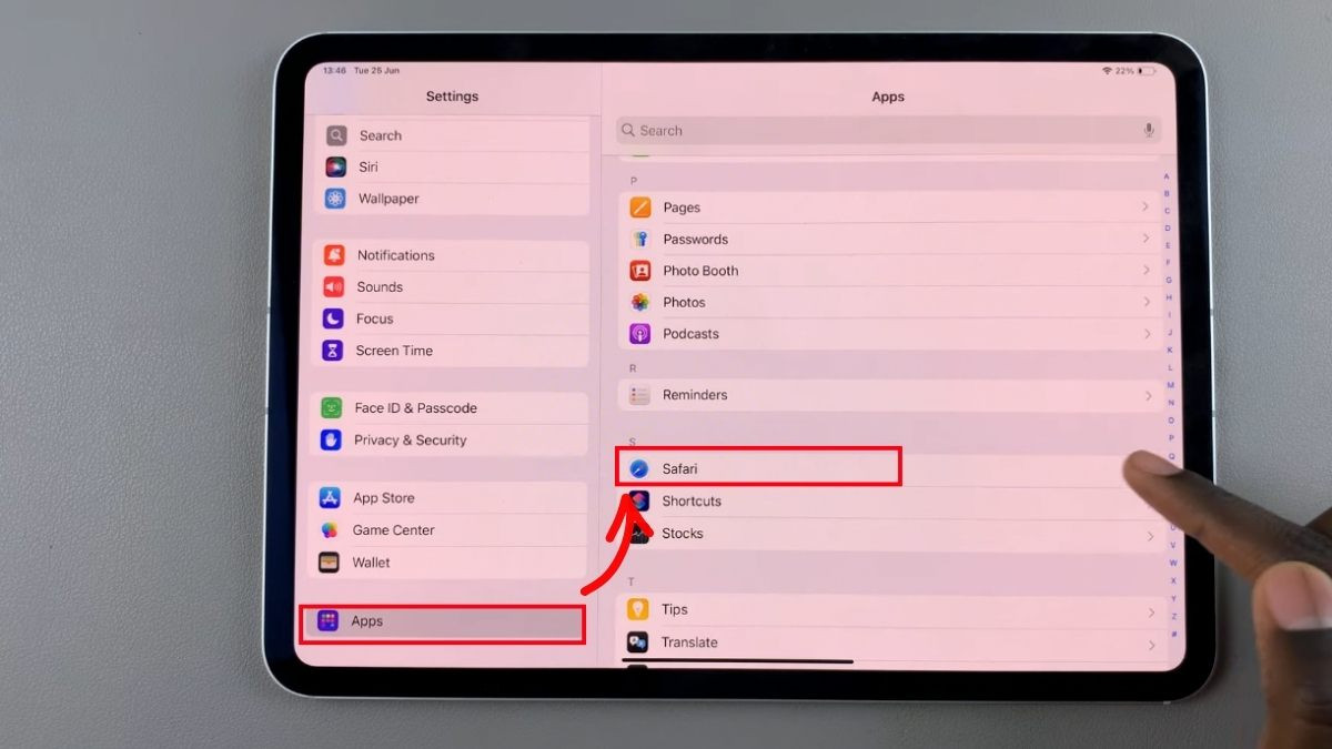 Cách tắt JavaScript trên iPad bước 2