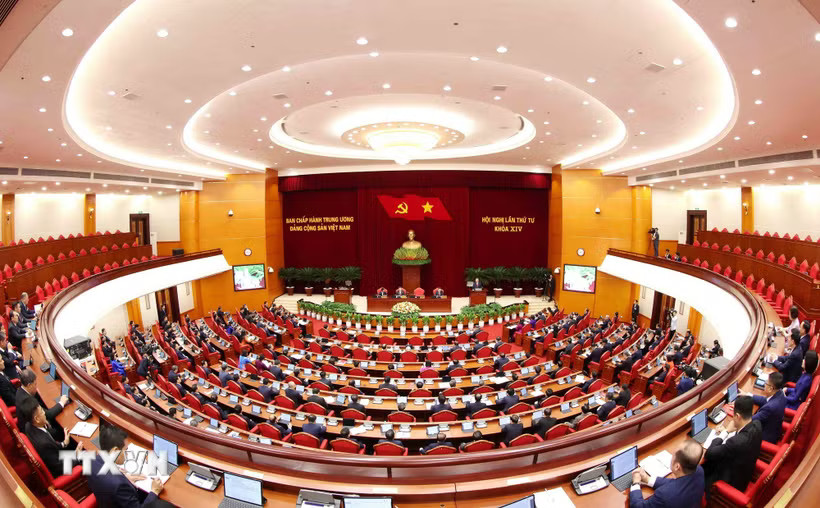 Phiên Khai mạc Hội nghị lần thứ tư Ban Chấp hành Trung ương Đảng khóa XIV. (Ảnh: Phương Hoa/TTXVN)