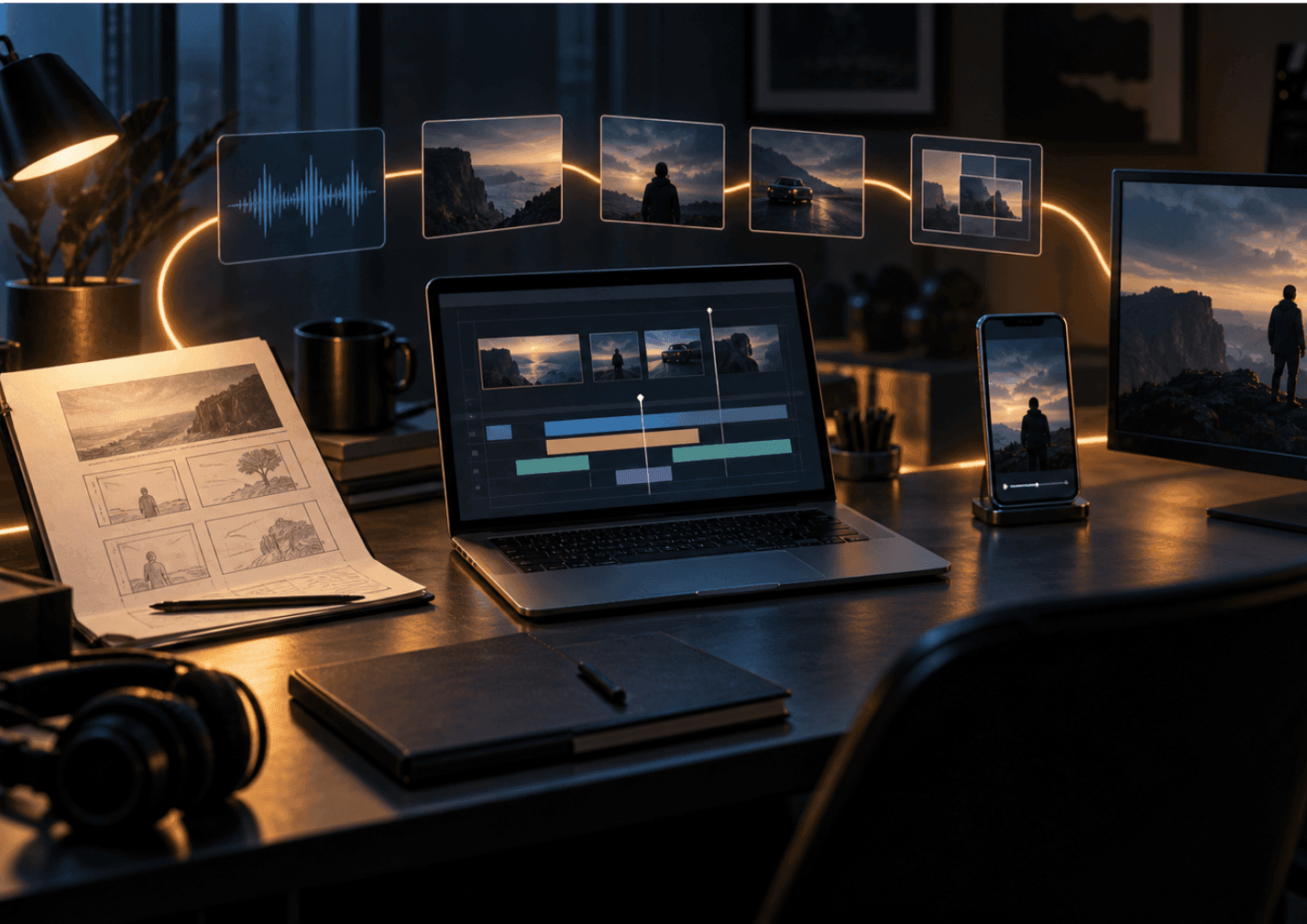 Minh họa quy trình điều phối sản xuất video AI