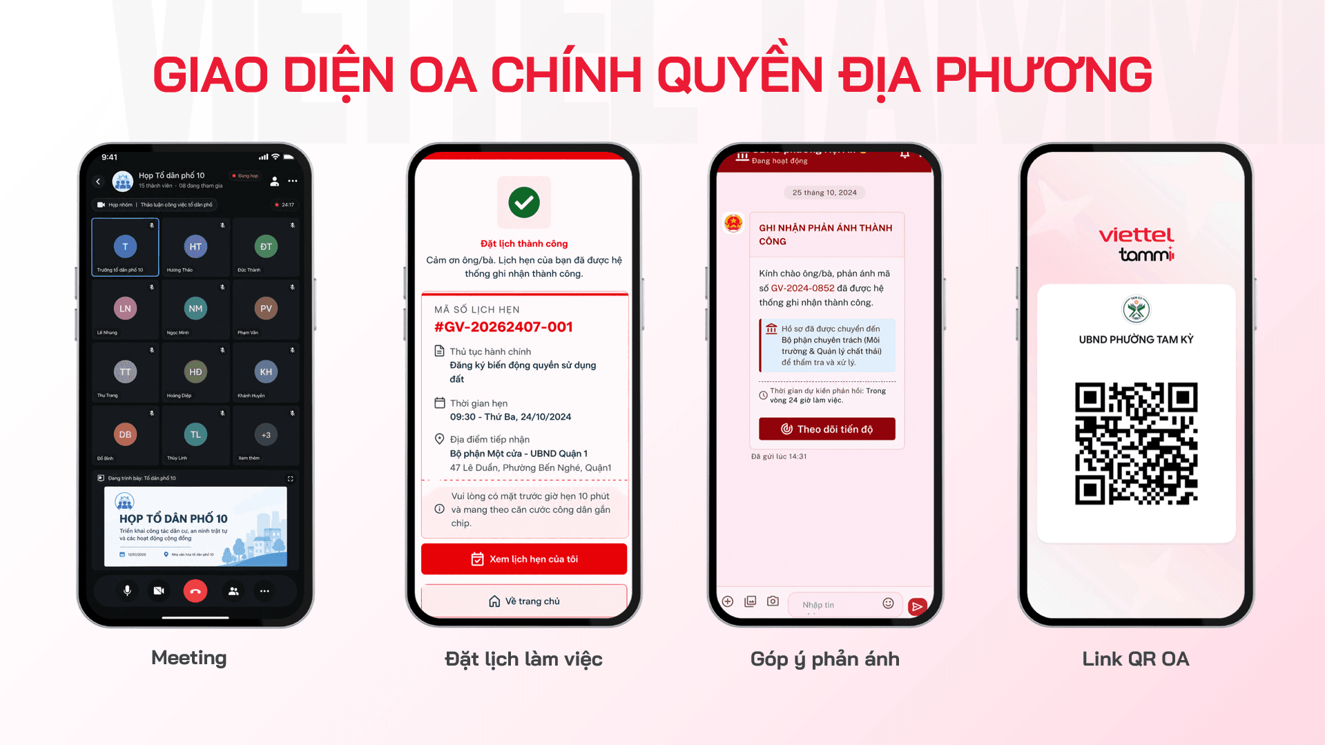 Giao diện ứng dụng Viettel Tammi hỗ trợ các địa phương thực hiện mô hình chính quyền số
