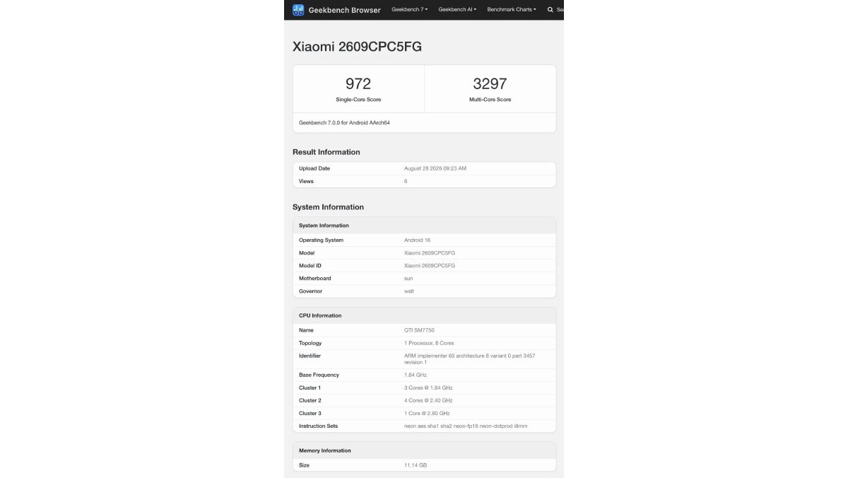 Danh sách Geekbench của điện thoại Xiaomi sắp ra mắt