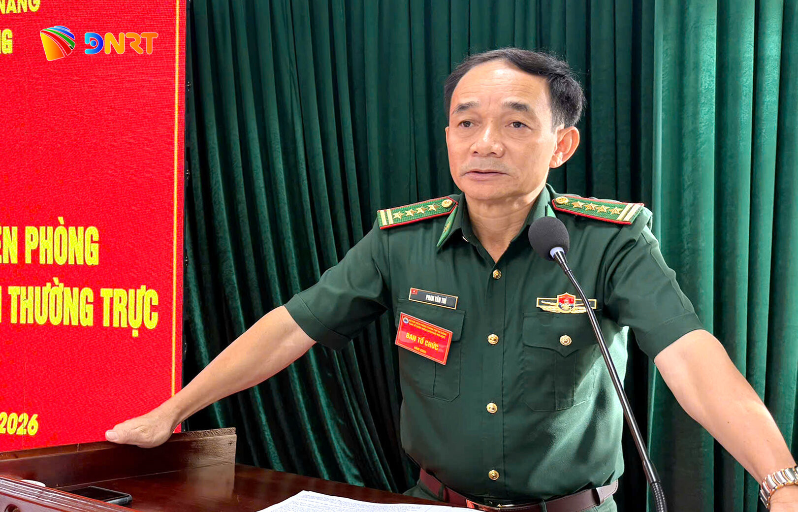 Đại tá Phan Văn Thí, Phó Chỉ huy trưởng, Tham mưu trưởng Bộ đội Biên phòng thành phố phát biểu