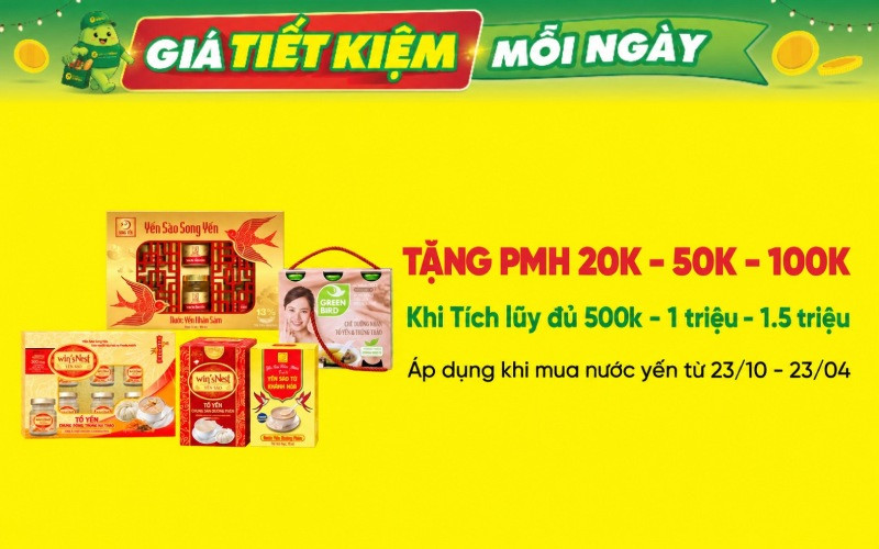 Uống Yến Tích Lũy: Tặng Voucher đến 100K độc quyền tại Bách hóa XANH
