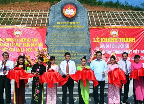 Khánh thành bia di tích lịch sử Mặt trận Dân tộc thống nhất Việt Nam