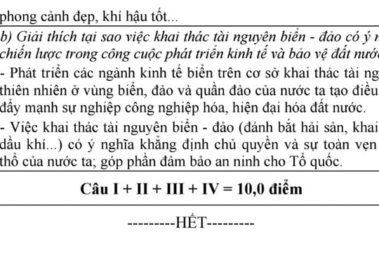 Đáp án môn Địa lí kỳ thi THPT 2015