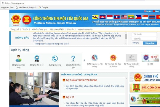 Đã có 33 thủ tục hành chính được đưa lên Cơ chế một cửa quốc gia