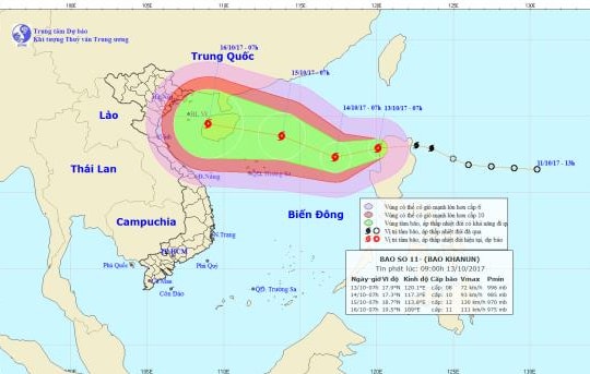 Bão số 11 đang tiến vào Biển Đông