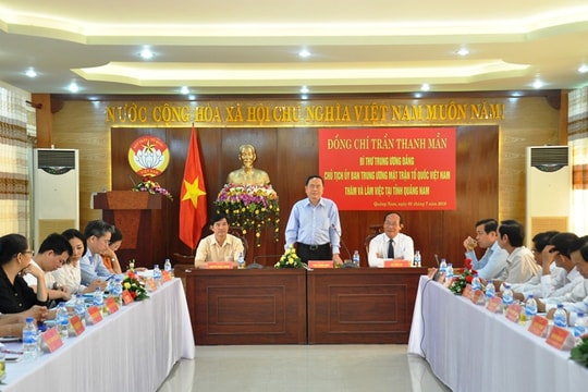 Chủ tịch Ủy ban Trung ương MTTQ Việt Nam Trần Thanh Mẫn thăm và làm việc tại Quảng Nam