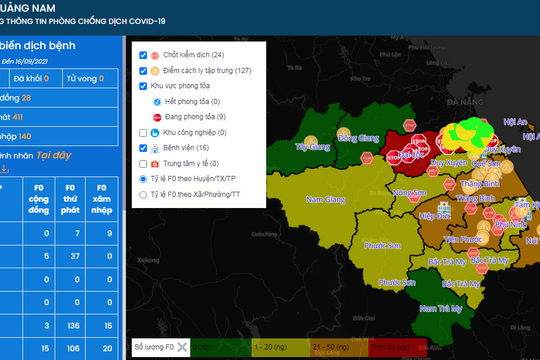 Quảng Nam hoàn thiện bản đồ Covid-19 phục vụ chống dịch