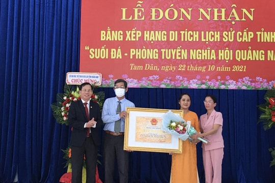 Trao bằng di tích cấp tỉnh đối với địa danh “Suối Đá - Phòng tuyến nghĩa hội Quảng Nam”