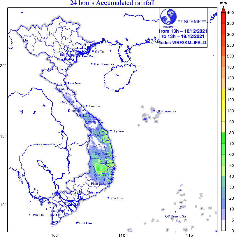 Dự báo mưa lớn từ đêm nay 18.12 đến hết ngày 19.12