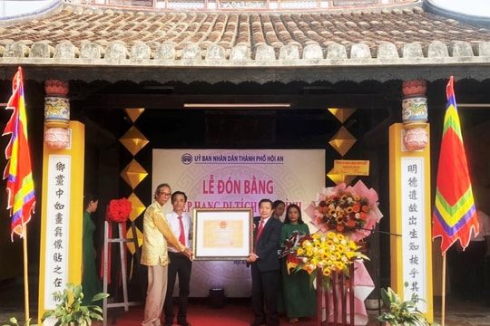 Hội An đón Bằng xếp hạng di tích cấp tỉnh đối với Văn chỉ Minh Hương