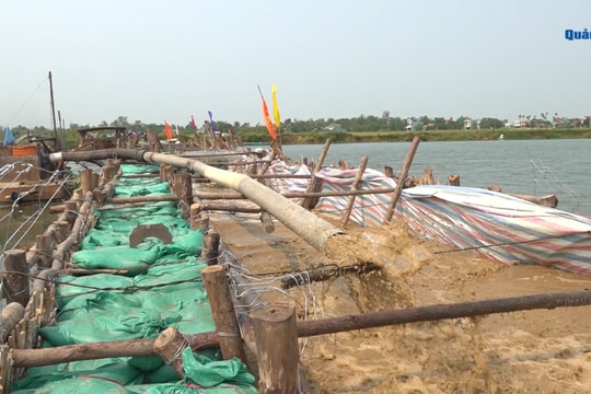 [VIDEO] - Đắp đập ngăn mặn trên sông Vĩnh Điện