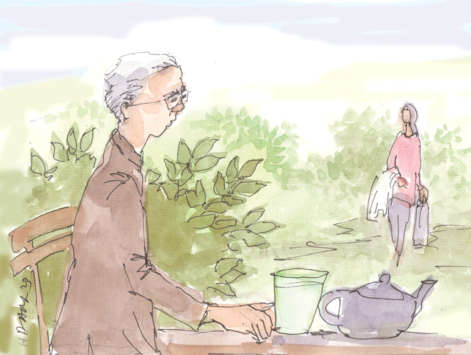 Mùi nước chè xanh bên hiên đầy gió