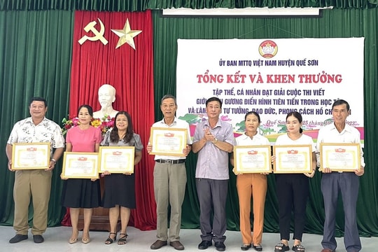 Quế Sơn trao giải cuộc thi viết giới thiệu gương điển hình trong học tập và làm theo Bác