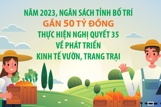 [Infographic] - Năm 2023, ngân sách tỉnh bố trí gần 50 tỷ đồng thực hiện Nghị quyết 35 về phát triển kinh tế vườn, trang trại