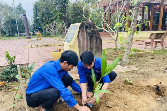 Tuổi trẻ Duy Xuyên trồng 150 cây cau tại lăng mộ Bà Thu Bồn