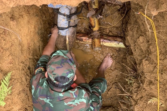 Tiêu hủy thành công quả bom nặng 50kg phát hiện tại xã Trà Kót