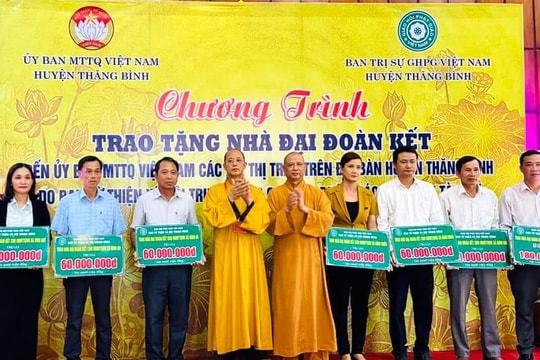Giáo hội Phật giáo Việt Nam hỗ trợ xây dựng 24 nhà đại đoàn kết tại Thăng Bình
