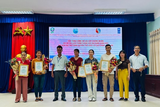 5 homestay ở Cù Lao Chàm được trao chứng nhận "Cơ sở du lịch thân thiện với đa dạng sinh học"