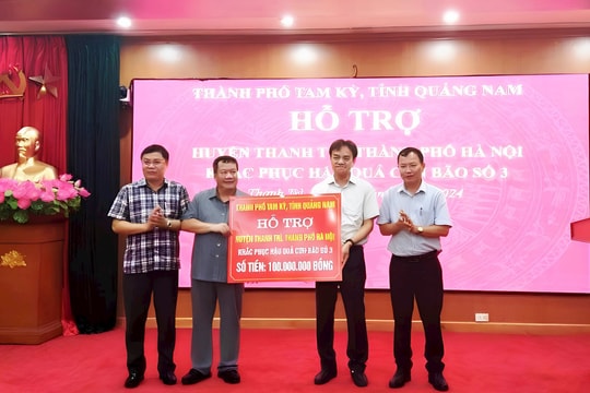 TP.Tam Kỳ hỗ trợ huyện Thanh Trì (Hà Nội) 100 triệu đồng khắc phục hậu quả bão số 3