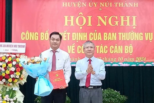 Chuẩn y ông Bùi Văn Hoàng giữ chức Phó Bí thư Huyện ủy Núi Thành